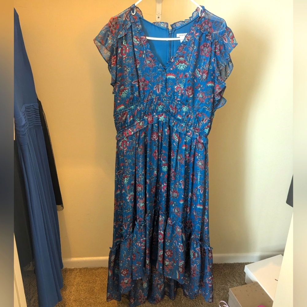 Westport Size 12 Blue Mini Sleeve Dress